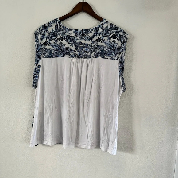 Zac & Rachel Boho Blue Floral Paisley Top Relaxed Fit Plus 3X #1835048A NEW - Picture 11 of 12